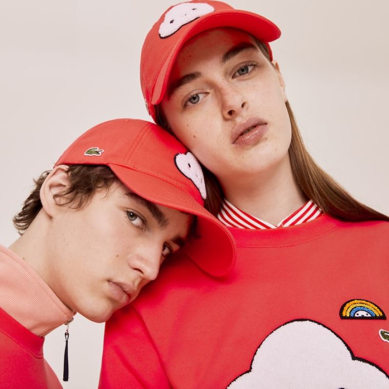 Lacoste x FriendsWithYou Pamuklu Print Cap Kırmızı | 0uPUWeL4