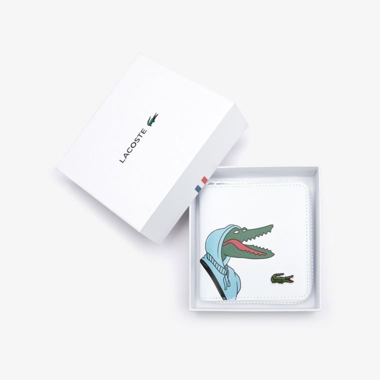 Lacoste x Jean-Michel Tixier Fun Printed Deri Zippered Wallet Beyaz | iLRO1BxB