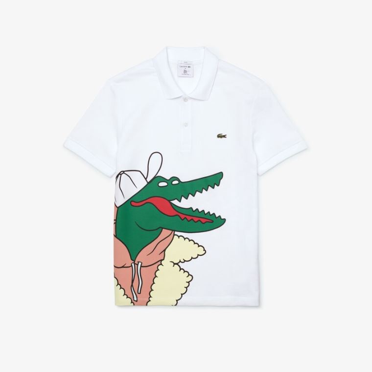 Lacoste x Jean-Michel Tixier Print Klasik Fit Polo Shirt Beyaz Sarı | pSo1T4Vv