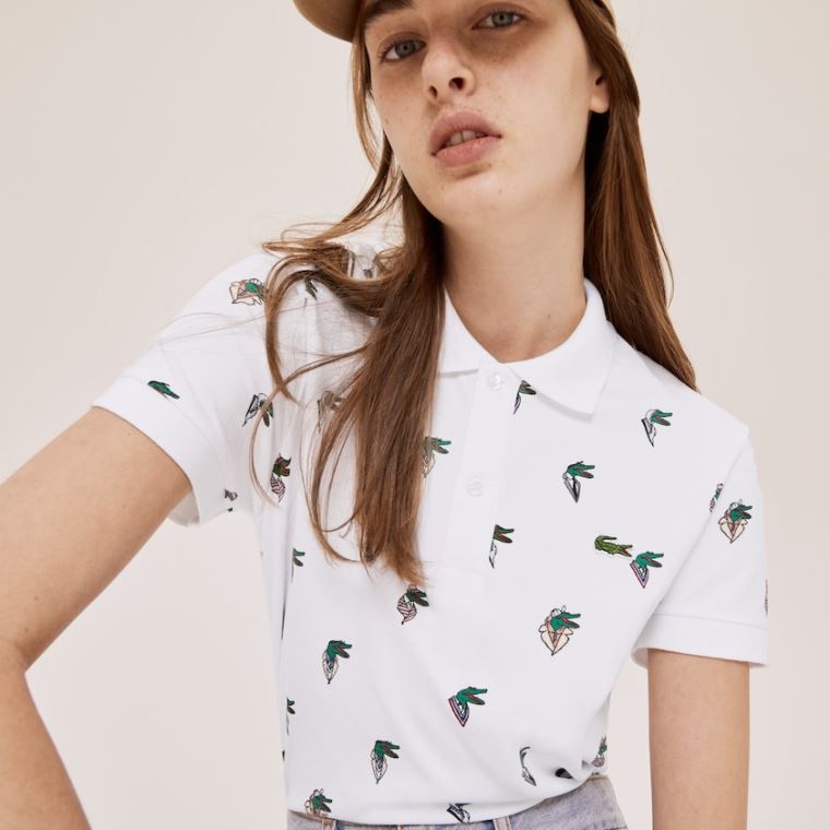 Lacoste x Jean-Michel Tixier Print Regular Fit Polo Shirt Beyaz | ZnidvlyV