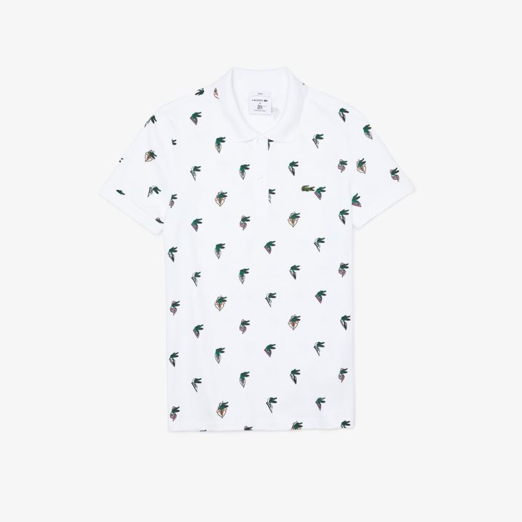 Lacoste x Jean-Michel Tixier Print Regular Fit Polo Shirt Beyaz Sarı | aEVvzDTT