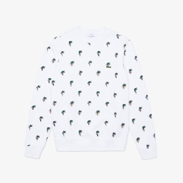 Lacoste x Jean-Michel Tixier Print Sweatshirt Beyaz | Du5VyEmc