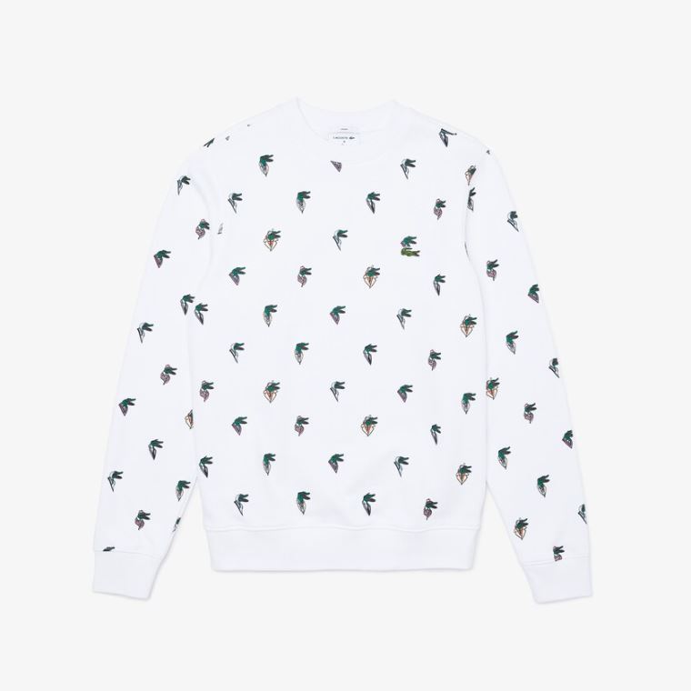 Lacoste x Jean-Michel Tixier Print Sweatshirt Beyaz | YhMpyAVh