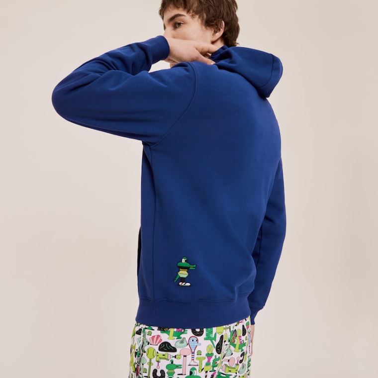 Lacoste x Jeremyville Print Kukuletalı Sweatshirt Lacivert Mavi | UnzsJ6aC