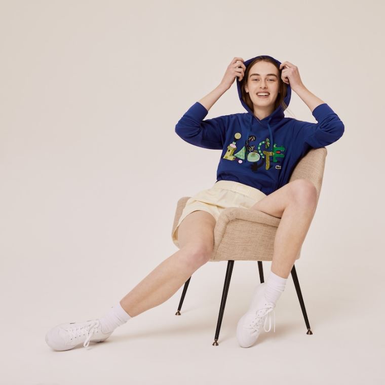 Lacoste x Jeremyville Print Kukuletalı Sweatshirt Lacivert Mavi | Xm6yRAh1