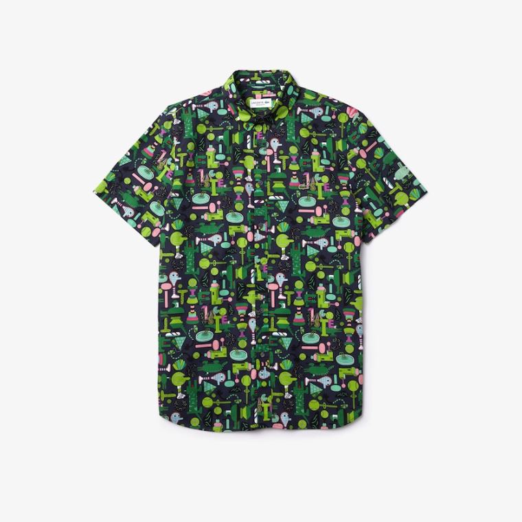 Lacoste x Jeremyville Regular Fit Pamuklu Shirt Lacivert Mavi Beyaz | 6BQ2zmdq