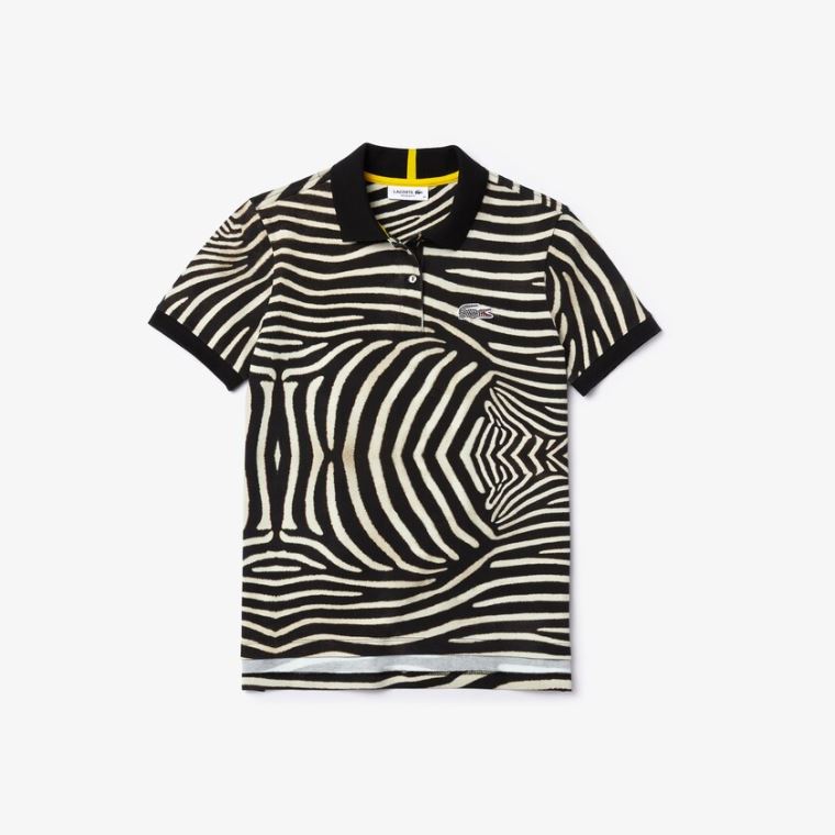 Lacoste x National Geographic Animal Print Piqué Polo Shirt Beyaz | 1HmV7uye