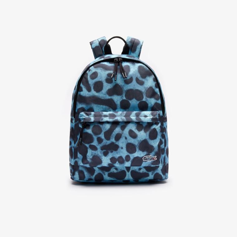 Lacoste x National Geographic Animal Print Backpack Mavi Siyah | fObRsgVW