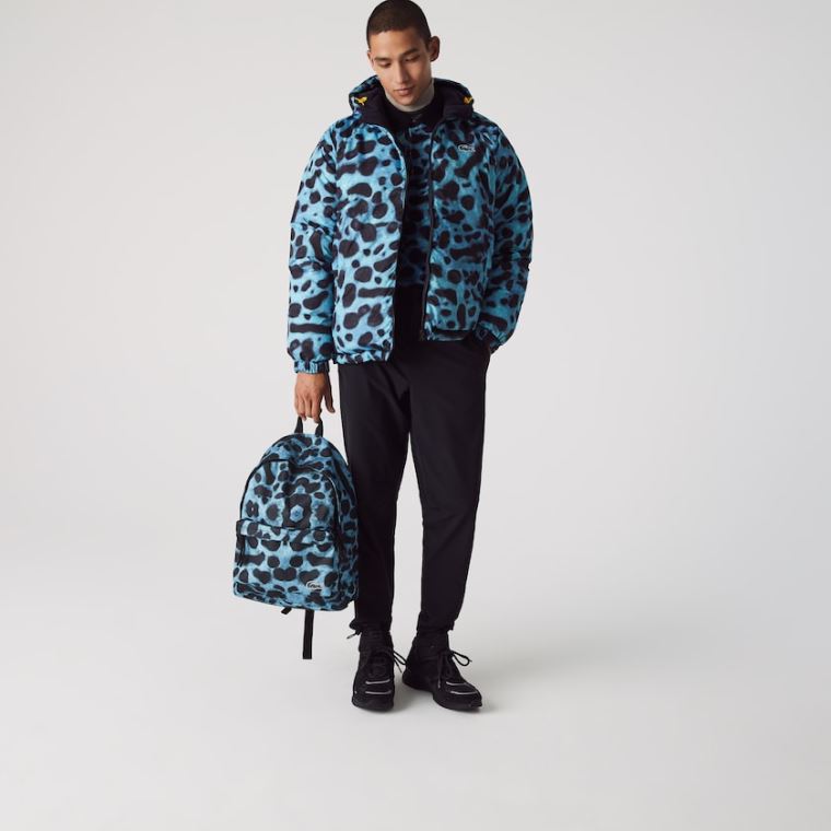 Lacoste x National Geographic Animal Print Backpack Mavi Siyah | fObRsgVW