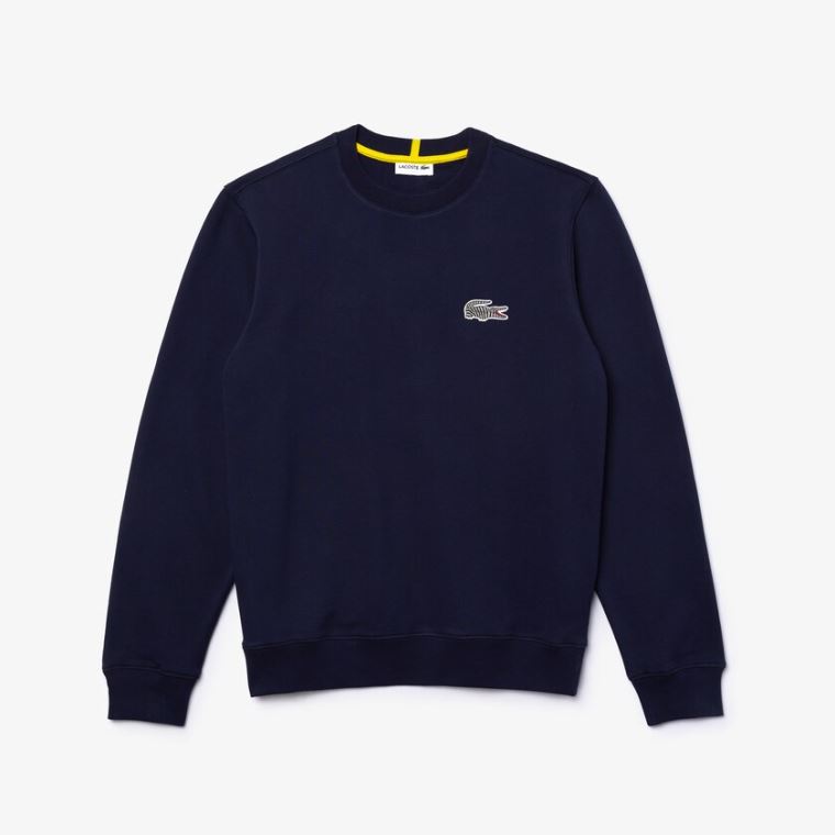 Lacoste x National Geographic Organic Pamuklu Sweatshirt Lacivert Mavi Beyaz | RrA2i6sS