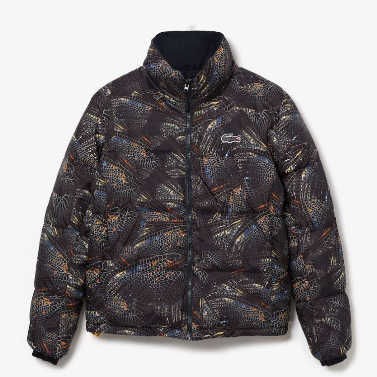 Lacoste x National Geographic Print Quilted Jacket Beyaz Lacivert Mavi | uZZP4v2q