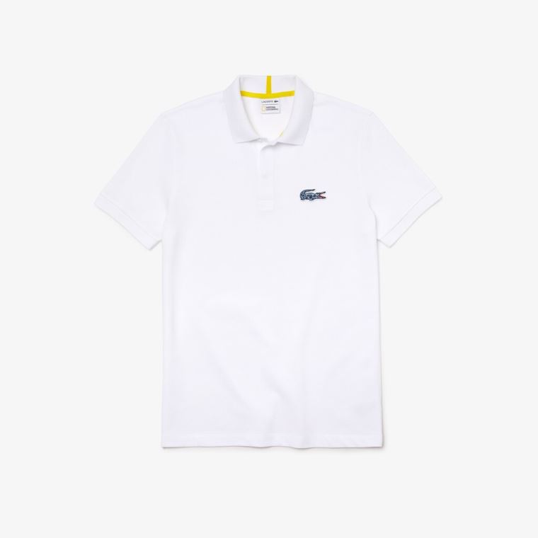 Lacoste x National Geographic Regular Fit Organic Pamuklu Polo Shirt Beyaz | 9kVtBlPv